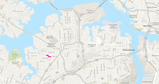 Map of Bart Street/South Street Multi-Use Path