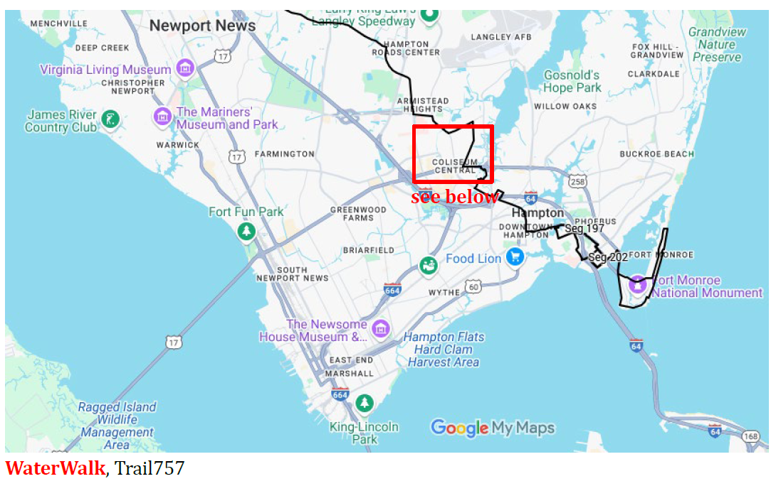 Map of the Peninsula depicting the area where the WaterWalk trail is located 