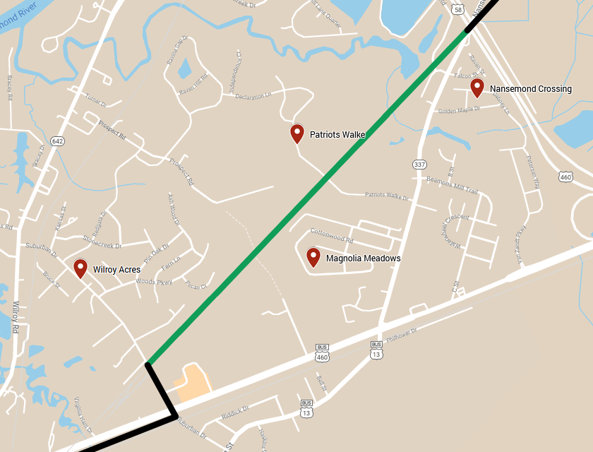 Map of Neighborhoods along the Southern Segment of the Seaboard Coastline Trail
