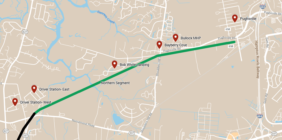 Map of Neighborhoods along the Northern Segment of the Seaboard Coastline Trail