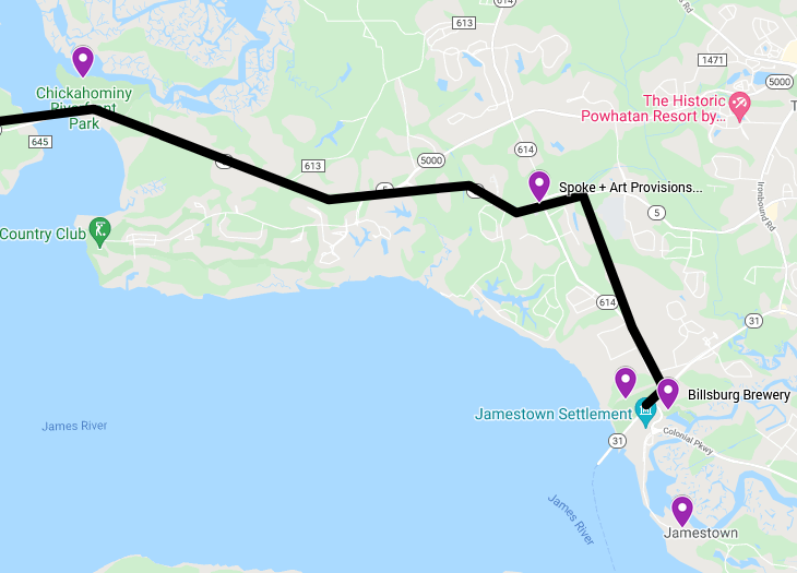 Virginia Capital Trail- James City County portion map